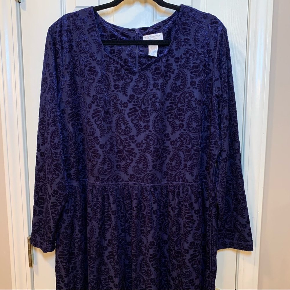 Worthington Woman Navy Maxi with Gathered Skirt, Sweetheart Neckline, 20W, EUC